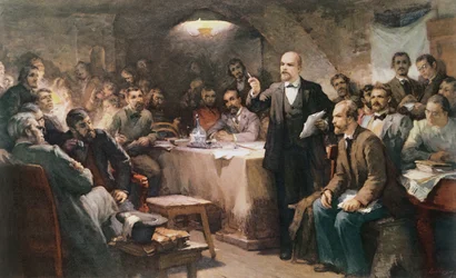 De interventie van Vladimir Lenin (1870-1924) op het 2e Congres van de R.S.D.R.P. in 1903